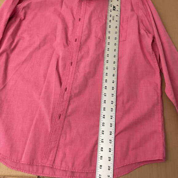 Chaps Mens Long Sleeve Button-Down Shirt XL Pink Easy Care Cotton Blend - Picture 7 of 8